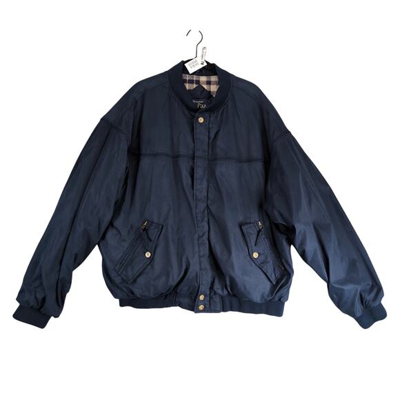 Vtg La Paz Catalina Navy Microfiber Full Zip Flannel Lined Bomber Jacket Mens XL - Picture 1 of 10